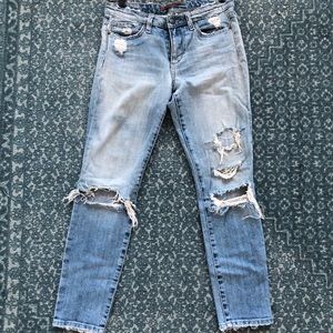 JOE’S Destroyed Light Blue Wash Crop Jeans